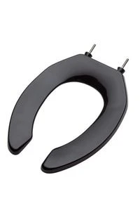 Buy ✨ PROFLO® Elongated Open Front Commercial Toilet Seat without Cover in Black (with Self-Sustaining Hinge) 👏