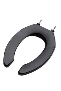 Buy ✨ PROFLO® Elongated Open Front Commercial Toilet Seat without Cover in Black (with Self-Sustaining Hinge) 👏
