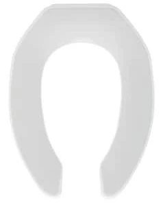 Promo ❤️ PROFLO® Elongated Open Front Commercial Toilet Seat without Cover in White (with Self-Sustaining Hinge) ✔️