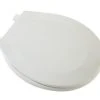 Discount ⌛ PROFLO® Tizer Round Closed Front Plastic Toilet Seat with Cover in Biscuit 🌟