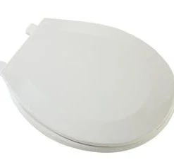 Discount ⌛ PROFLO® Tizer Round Closed Front Plastic Toilet Seat with Cover in Biscuit 🌟