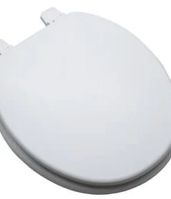 Budget 🛒 PROFLO® Elmore Round Closed Front Wood Toilet Seat in White ✨