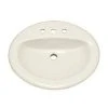 Discount 👏 PROFLO® Rockaway 17 x 20-1/2 in. Oval Vitreous China Drop-in Bathroom Sink, 4 in. Centerset in Biscuit ❤️
