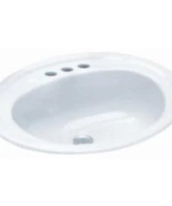 Buy ✔️ PROFLO® Rockaway 17 x 20-1/2 in. Oval Vitreous China Drop-in Bathroom Sink, 4 in. Centerset in White ⭐
