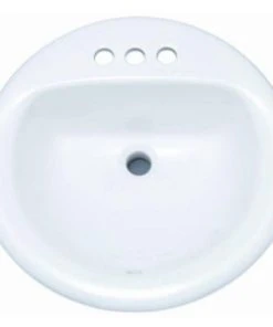 New 🎁 PROFLO® Rockaway 19 in. Circular Vitreous China Drop-in Bathroom Sink, 4 in. Centerset in Biscuit ⭐