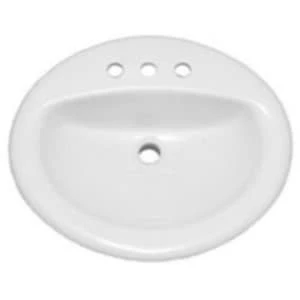 Discount 😍 PROFLO® Rockaway 17 x 20-1/2 in. Oval Vitreous China Drop-in Bathroom Sink, 8 in. Centerset in White 🛒