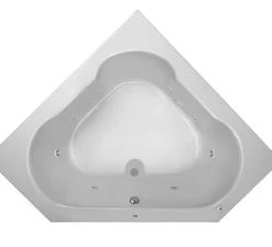 Outlet ❤️ PROFLO® Grass Valley 60 x 60 in. Whirlpool Corner Bathtub with Left Drain in Biscuit 🔔