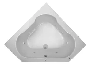 Outlet ❤️ PROFLO® Grass Valley 60 x 60 in. Whirlpool Corner Bathtub with Left Drain in Biscuit 🔔