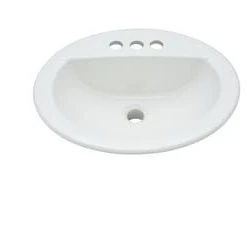 Outlet 😍 PROFLO® Rockaway 19 x 16 in. Oval Vitreous China Drop-in Bathroom Sink, 4 in. Centerset in White ✔️