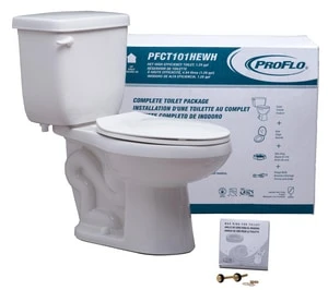 Buy 🛒 PROFLO® Jerritt Series 1.28 gpf Elongated Two Piece Complete Toilet in White (Seat, Wax Ring & Closet Bolts Included) 😍