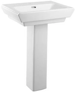 New 🧨 PROFLO® Kenai 23 x 18-1/2 in. Rectangular Fireclay Pedestal Bathroom Sink, Single Hole in White ❤️ - Image 3