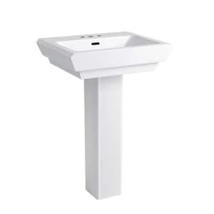 Outlet 👏 PROFLO® Kenai 23 x 18-1/2 in. Rectangular Fireclay Pedestal Bathroom Sink, 4 in. Centerset in White 💯 - Image 5