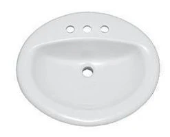 Hot Sale 😉 PROFLO® Rockaway 19 in. Circular Vitreous China Drop-in Bathroom Sink, 8 in. Centerset in White ⭐