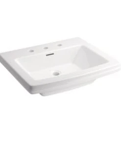 Wholesale 🔔 PROFLO® Holyoke 24-1/2 x 20-1/2 in. Rectangular Fireclay Pedestal Bathroom Sink, 8 in. Centerset in White 🛒