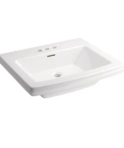 Best Pirce 🔔 PROFLO® Holyoke 24-1/2 x 20-1/2 in. Rectangular Fireclay Pedestal Bathroom Sink, 4 in. Centerset in White 😍